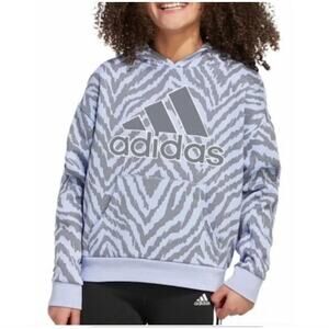 ADIDAS Girls size 16 light blue Zebra print Hoodie kangaroo pocket